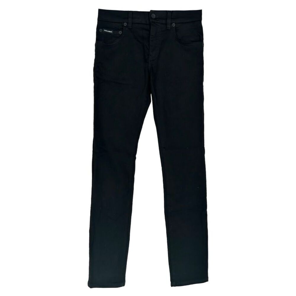 Dolce & Gabbana logo-Patched Slim-Fit Jeans in Black Cotton